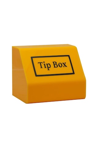Pleksi Tip Box Bahşiş Kutusu Sarı 15x10xh12 cm