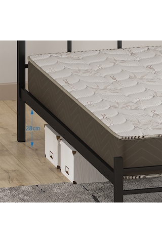 Metal Karyola + Basic Full Ortopedik Yatak, 100x200 Cm Siyah Ren 8007432