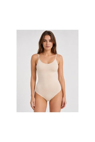 Neco Giyim Mody Ten Rengi Kadın İp Askılı Kancalı Çıtçıtlı Slim Fit Penye Pamuk Likralı Kancalı Çıtçıtlı Badi Body Zıbın Atlet Ten Rengi