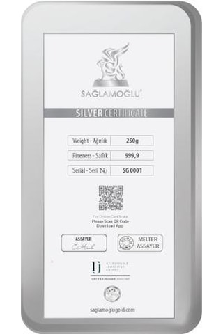 Sanal Kuyumculuk 250 Gram Külçe Gümüş
