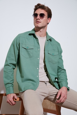 Buratti Pamuklu Regular Fit Çift Cepli Erkek Gömlek Cf24W116927 Haki