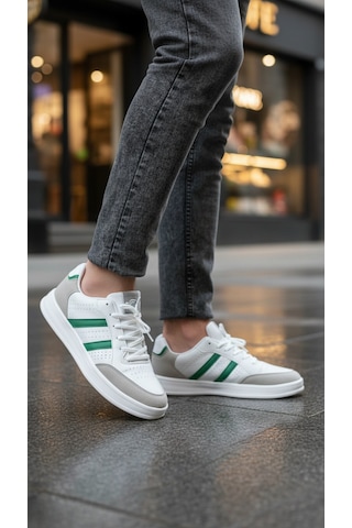 Fore Sport Erkek Günlük Yürüyüş Spor Ayakkabı Suni Deri, Hafif, Rahat, Darbe Emici Sneaker Beyaz Yeşil