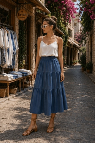 Eren Style Kot Etek %100 Pamuklu Boy:70 Cm 36- 48 Beden Arası Mavi Eren Style Kot Etek %100 Pamuklu Boy:70 Cm 36- 48 Beden Arası Mavi