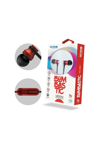 Simex Mikrofonlu Kulaklik 3,5 Universal Spd-04 Bombastic Kirmizi Siyah Diğer