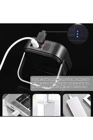 Eslnf Güneş Kamp Işık Led Kamp Alanı Fener Acil Durum Siyah Siyah