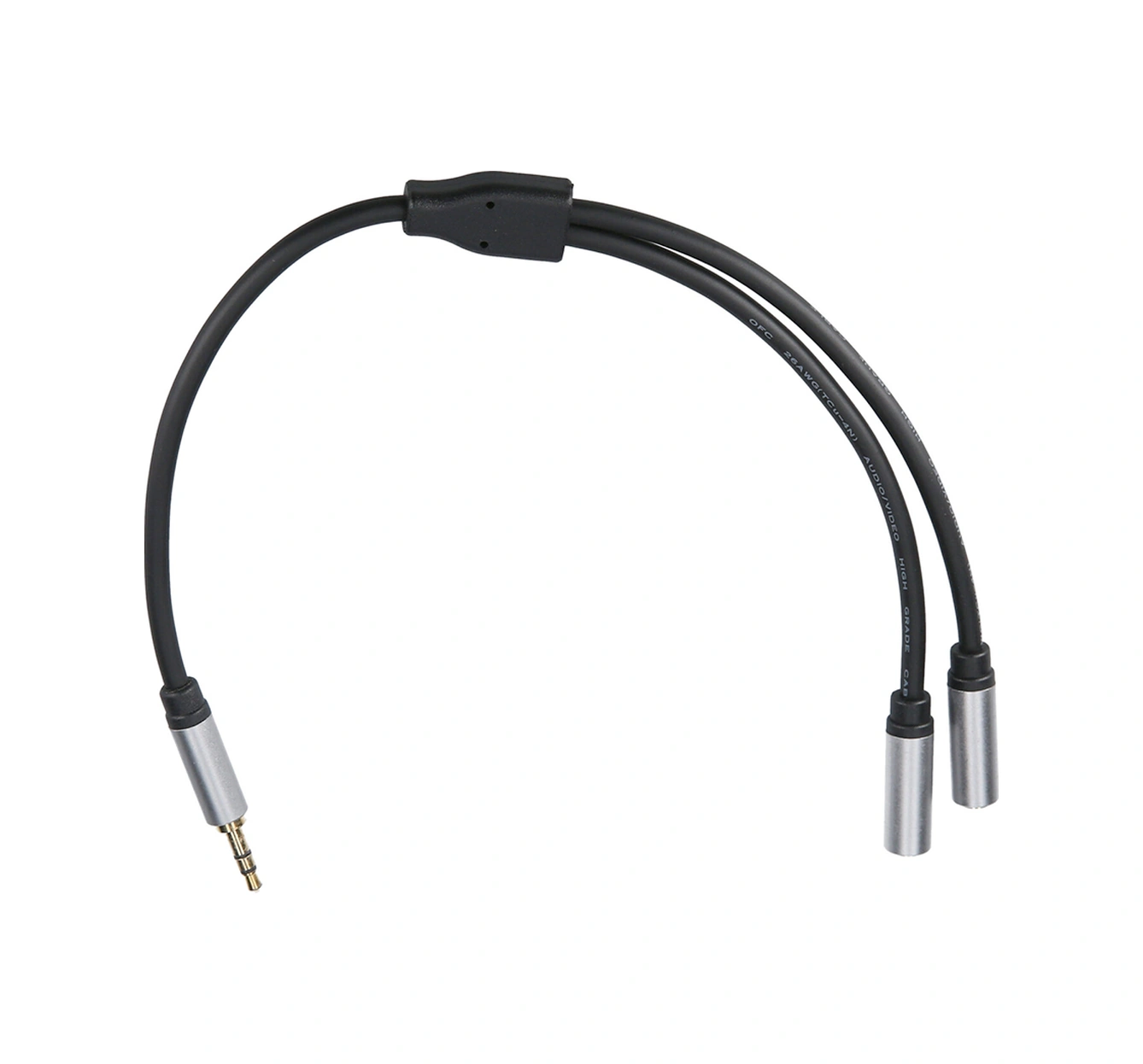 Geeroyoo 3.5mm Erkekden Çift 3.5mm Dişeye Ses Kablosu - 0.3m Siyah Kulaklık Bölücü