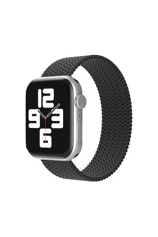 Wozlo Apple Uyumlu  Watch 1 2 3 4 5 6 7 8 Se Ultra Spor Loop Örgü Kordon Xs Beden 38/40/41mm - Siyah
