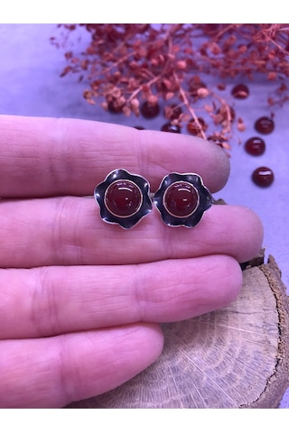 Nsa Gümüş Akik Taşlı Gümüş Küpe 925 Ayar Taş N11.10729