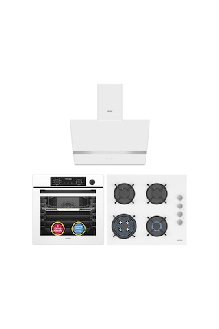 Simfer 11 Fonksiyon Steam Master Beyaz 3'lü Ankastre Set (8245 Fırın + 3654 Ocak + 8739 Davlumbaz)