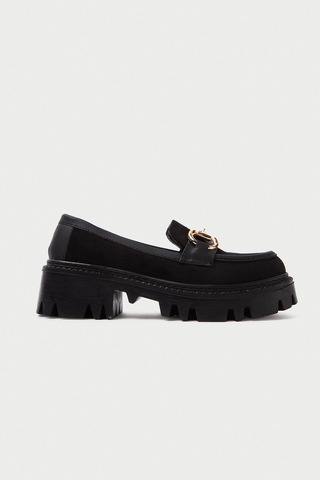 Mubiano Mb1170-s Kalın Taban Lüx Süet Tokalı Siyah Kadın Kolej Loafer Siyah
