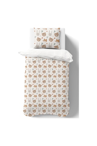 Organik Tek Kişilik Nevresim Takımı 160x220 - Sevimli Yüzler Renkli