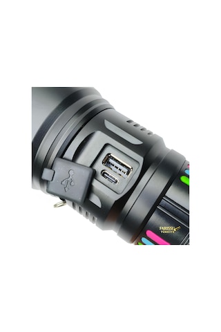 Farissu Q-max Ps3900 11000 Lümen 110w Zoomlu Şarjlı El Feneri 27.200 Mah Powerbank Özellikli Profesyonel Işık Gücü Beyaz