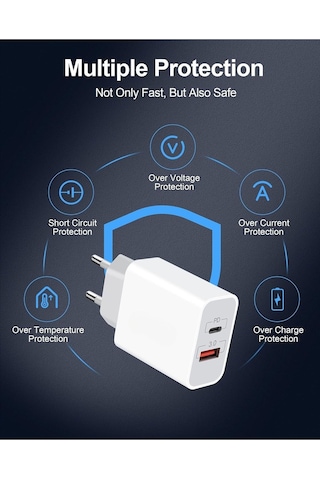 Samsung Uyumlu 25w Süper Hızlı Usb Ve Type C Çift Girişli Şarj Adaptörü 25watt Turbo Adaptör