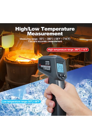 Springsun Km-380ah -50 380 /-58 716 Temassız Kızılötesi Termometre Ir Termometre Elde Taşınabilir Dijital Sıcaklık Ölçer Arka