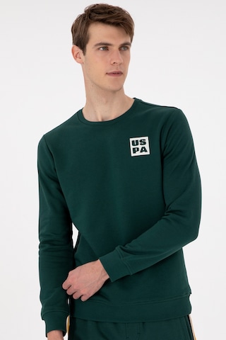 U.S. Polo Assn. Erkek Regular Fit Bisiklet Yaka Koyu Yeşil Sweatshirt 50293456-VR079