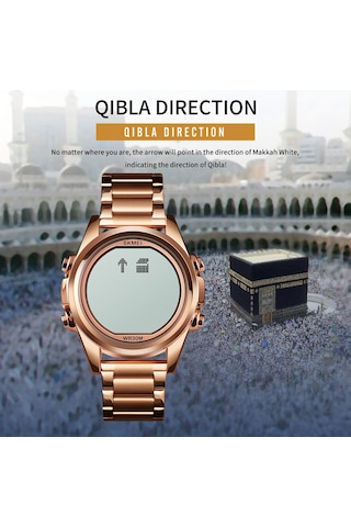Skmeı Müslüman Dijital Saat - Namaz Qibla Pusulası, Hijri Takvimi, Kur'an Ayraç, Şehir Seçim Fonksiyonu, Tarih, Hafta, Alarm, Arka Işık, 3atm Su Geçirmez, Erkek Azan Saatleri, İslami Bileklik, Erkek Çok Renkli