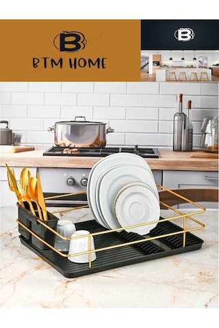 20 Adet Tabak Kapasiteli Metal Plastik Bulaşık Kurutma Sepeti Siyah