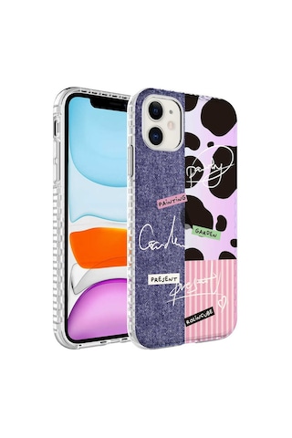 Apple Uyumlu iPhone 11 Airbag Kenarlı Renkli Desenli Silikon Zore Elegans Kapak