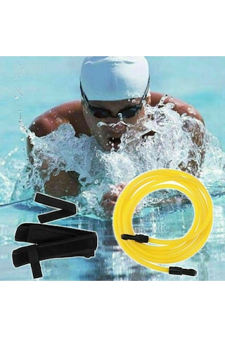 Xindoker Yüzme Güç Ve Dayanıklılık Egzersizi İçin Esnek Kordonlu Bel Seti - Sarı Renkli Su Sporu Antrenman Aleti Sarı