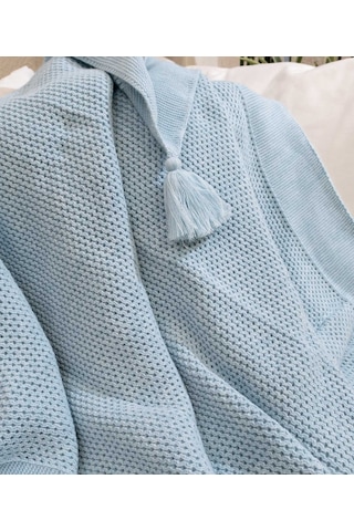 Miel Mavi Kenarı Ponponlu Tv Battaniyesi 130x170 130x170 37122