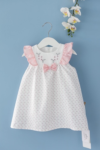 Babymod Kız Bebek Elbise Çiçek Desenli Fiyonklu Bebek Elbise 001
