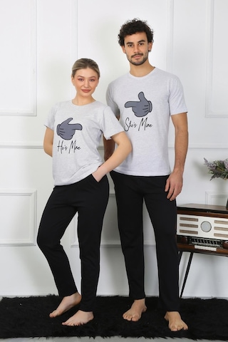 Akbeniz Erkek Pamuk Penye Sevgili Kombini Pijama Takımı Gri 50126 Tek Takım-gri Erkek Gri
