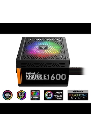 Gamdıas Kratos E1-600, 600w, Rgb, Gamıng, Atx, Power Supply Psu