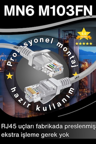 Mn6 M103fn 25 Metre Ethernet Kablo/utp/gigabit Destekli/25 Metre Cat6 Kablo/iç Mekan Uyumlu