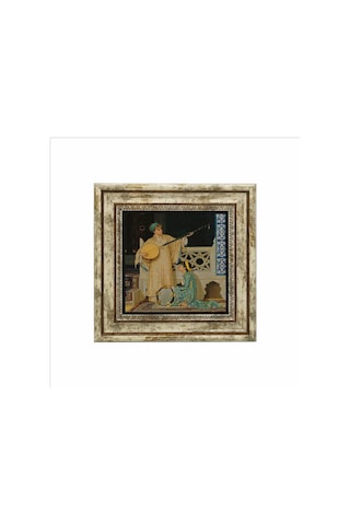 İki Müzisyen Kız Osman Hamdi Bey, 1880 Baskılı Taş Tablo 25x25