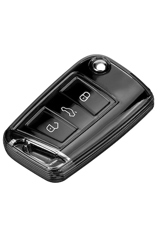 Volkswagen Golf 7 7.5 - Seat - Skoda 2015 Üzeri Anahtar Uclu Siyah Karbon Anahtar Kılıfı