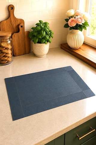 6 Kişilik Pvc Amerikan Servis Supla Seti - 30x45cm Siyah