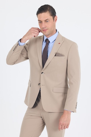 İmza Koyu Bej Kırlangıç Yaka Kelebek Astar 6 Drop Slim Fit Beli Lastikli Takım Elbise 1001250176 Koyu Bej