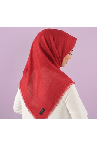 Özense Çift Flamlı Pamuklu Terletmeyen 4 Mevsim Kullanılabilir 100x100 Cm Eşarp Kırmızı
