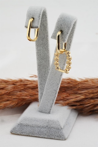 Kadın Altın Kaplama Zirkon Taşlı Küpe - Altın