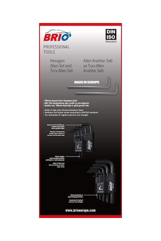 Brio Allen Anahtar Seti Kısa 9 Parça 1,5-10 Mm