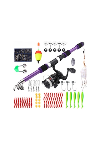 Springsun Fıshkıng 1.8m Uzayabilir Liyue Kamışı Seti - 55 Parça Yeni Başlangıçcı Paketi, Yumuşak Yem Uyumlu, Taze/salt Su, Taşınabilir Kamış Kombinasyonu Kamuflaj Beyaz