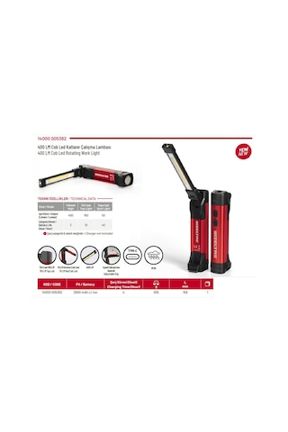 İzeltaş Cob Led Şarjlı Katlanır Çalışma Lambası 400 Lm 14000005382