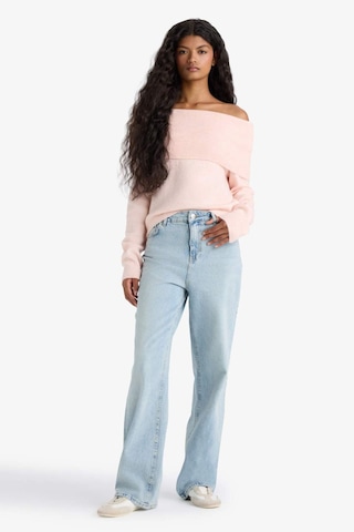 Defacto Regular Fit Omuzu Açık Kazak F3029ax25wnpn41 Pembe