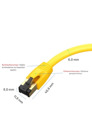 Irenıs 25 Cm Cat8 Kablo F/ftp Lszh Network Lan Ağ Kablosu, Sarı