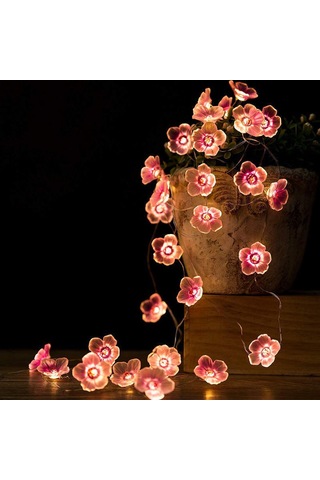 30 Led Pembe Kiraz Çiçeği Işıkları Noel Yatak Odası Halkası Bakır Telli Işık Dizisi Avlu Dekorasyonu Renkli Işık Dizisi