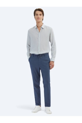 Lacivert Düz Dokuma Jogging Fit Casual Pamuk Karışımlı Pantolon Lacivert