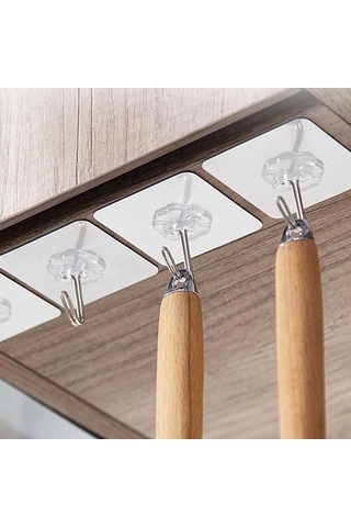 10/20/50 Adet Kendinden Yapışkanlı Evrensel Kancalar Şeffaf