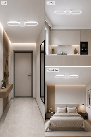 Hilton 2'li Led Plafonyer Avize Beyaz Işık
