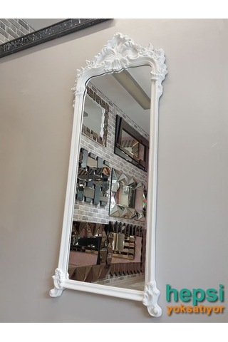 Vintage Madam Model Varaklı Boy Aynası Beyaz