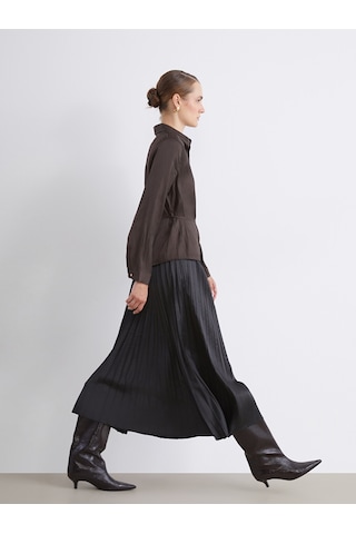 Lcw Modest Siyah Beli Lastikli Saten Pileli Etek