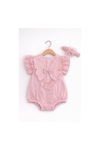 Kardeşler Bebe Müslin Body & Zıbın Fiyonk Detay Pembe