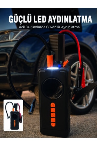 10000mah Şarjlı Araç Kompresörü Akü Takviye Cihazı Powerbank Özel