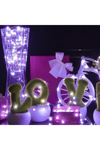 Mufunye Beyaz Işıklı Bakır Tel Led Işık Zinciri, 2m 20 Led, Noel Dekorasyonu, Partiler İçin Stüdyo Işığı, 2032 Pil Kutusu Pil Yok