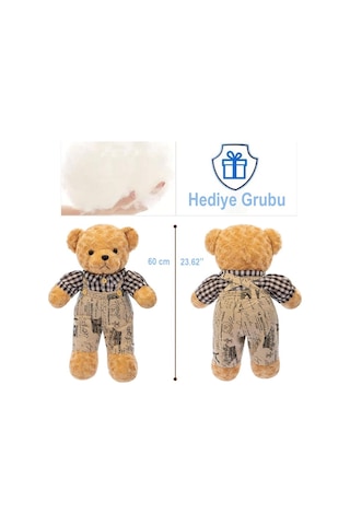 Kıyafetli Ayı 60 Cm Figür Peluş Oyuncak - Büyük Peluş Oyuncak - Tgs-p202590 Çok Renkli