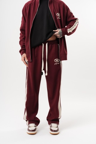 Respire Erkek Ffb Şerit Detaylı Doubleface Baggy Eşofman Altı Bordo